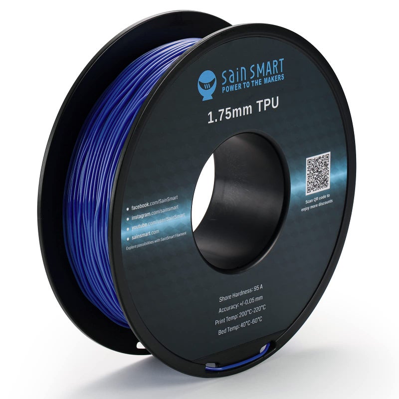 SainSmart 1.75mm Flexible TPU 3D Printer Filament 800g Solid Color, Dimensional Accuracy +/- 0.05 mm (Galaxy Blue) - Image 1